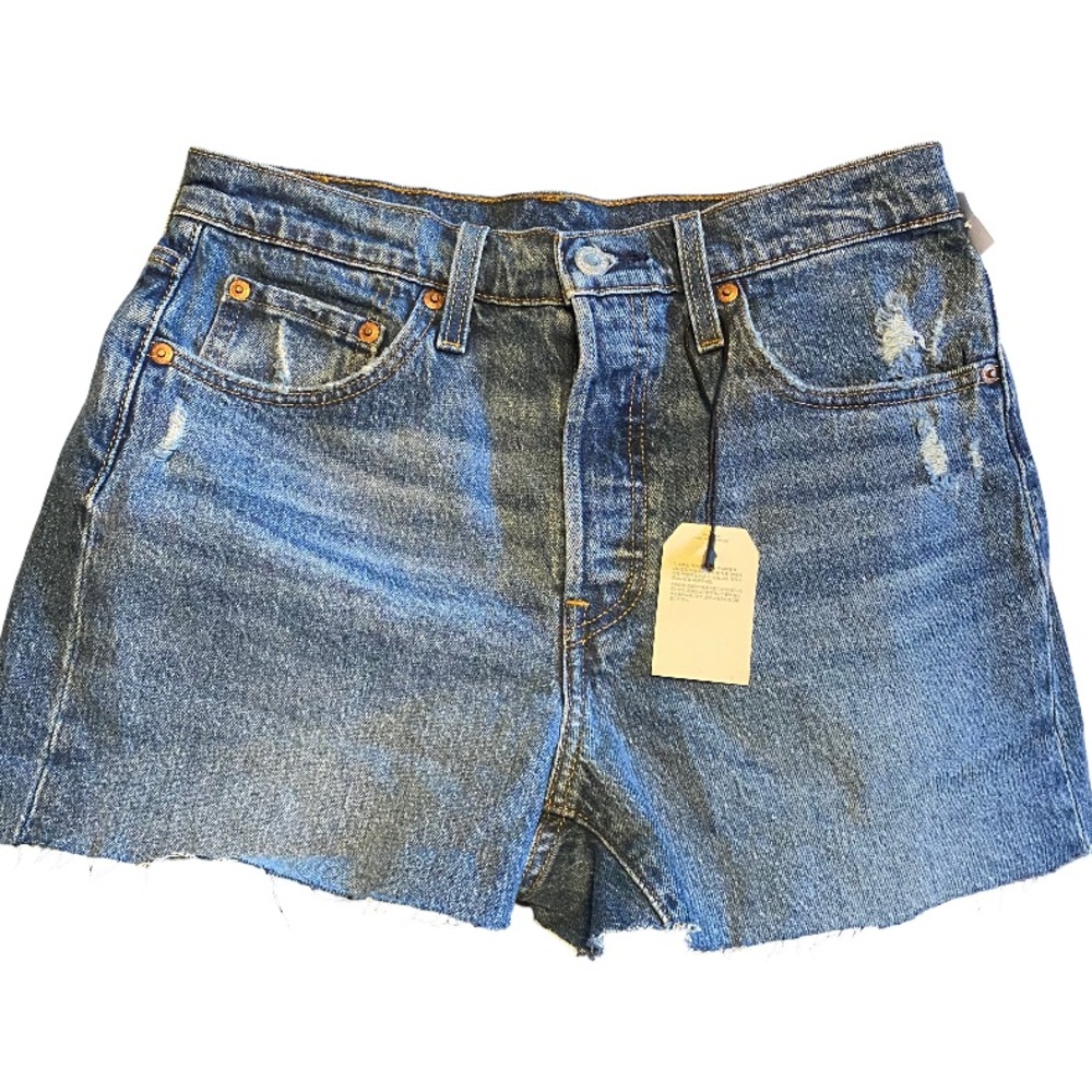 NWT Levi’s 501 Original denim medium wash high rise button cutoff shorts size 27